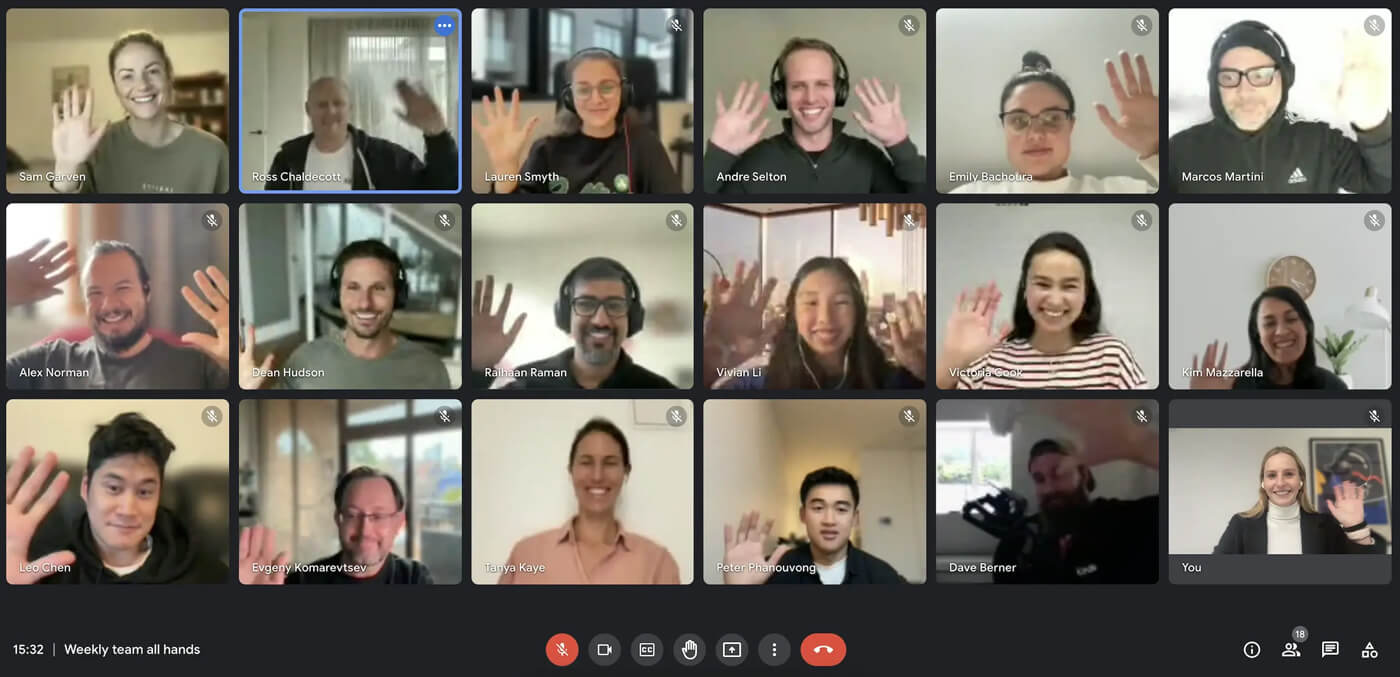 A snapshot from our weekly team all hands.